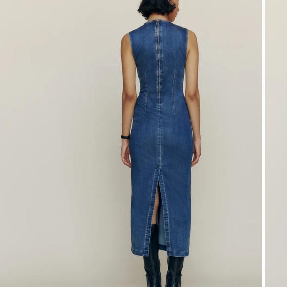 Reformation Kendi Denim Midi Dress Blue - Size 8 - Picture 3 of 6